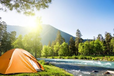 Camping in a tent