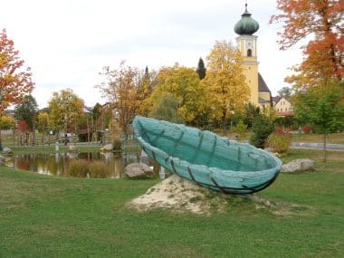 The glass ark in front of the Staatl. Glass Museum, Bavarian Forest