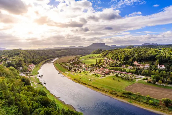 Sächsische Schweiz, Bastei Blick auf Rathen