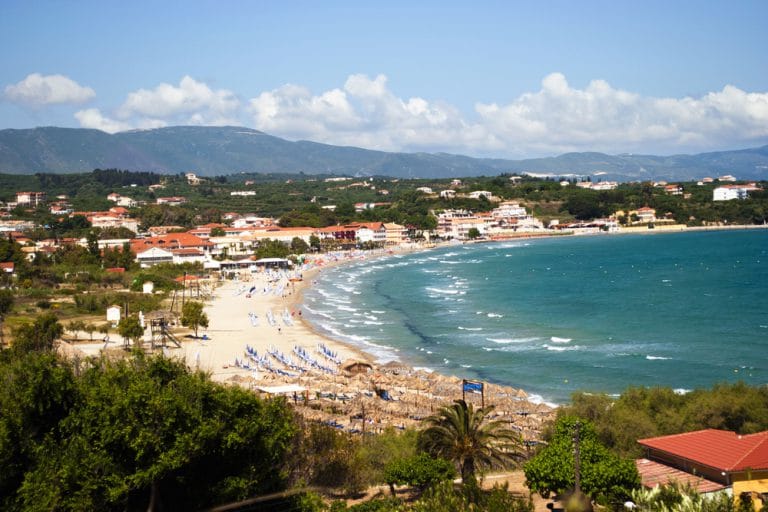 Beach, sun and sea in Tsilivi in Zakynthos