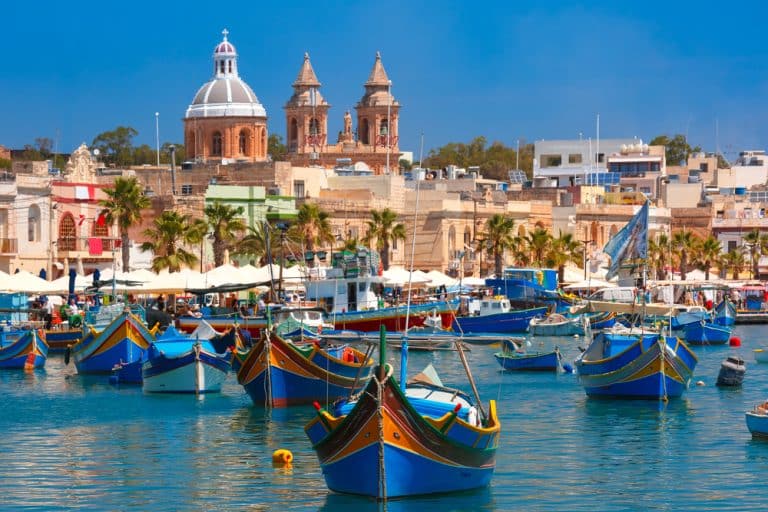 Marsaxlokk – colourful boats and turquoise blue sea on Malta’s east coast