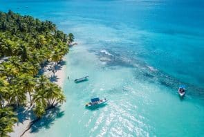 Luftbild der Insel Saona in der Dominikanischen Republik