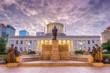 Das Ohio Statehouse im Morgengrauen in Columbus