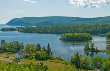 Coastal landscape on Cape Breton in the Cape Breton Highlands National Park in Nova Scotia