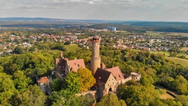 Aerial view of the Altenburg in Bamberg