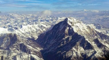 Aerial view of Dhaulagiri in the Himalayan mountains of Nepal